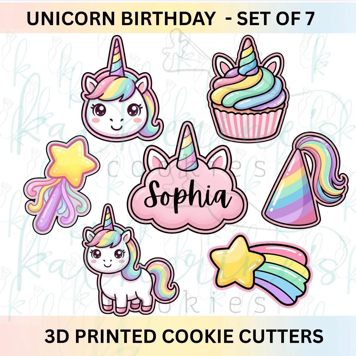 Unicorn Birthday - Set of 7 Cookie Cutters