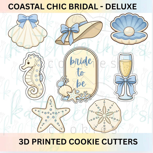 Coastal Chic Bridal Shower Cookie Cutter Set - Core and Deluxe Sets - 5 or 8 3D Printed Cookie Cutters